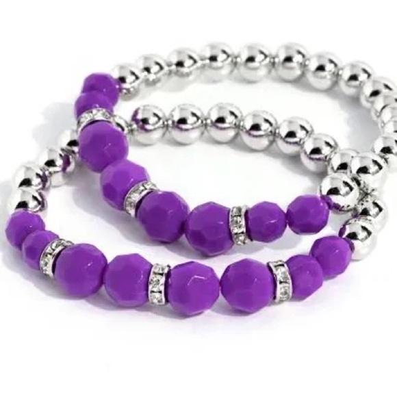 Paparazzi Purple Two by Two Twinkle bracelets - Picture 4 of 4